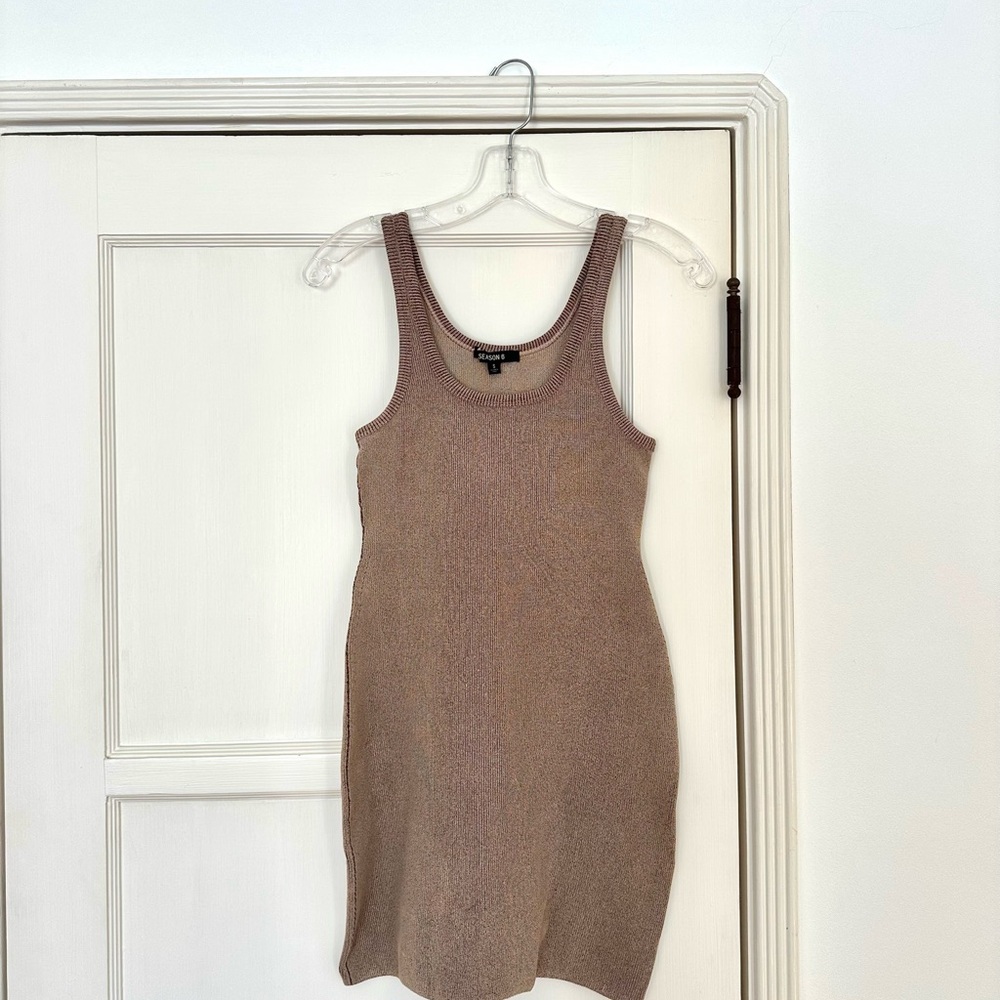 Yeezy Brown Ribbed Sleeveless Bodycon Mini Dress